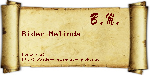 Bider Melinda névjegykártya